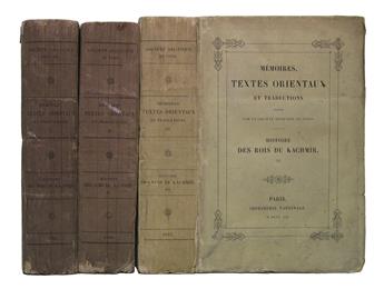 TROYER, ANTHONY, translator and editor. Radjatarangini:  Histoire des Rois du Kachmir.  3 vols.  1840-52